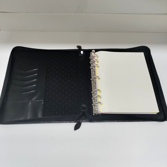 Franklin Planner Leather Nylon Padfolio Organizer w/Handles Black 7 Ring 13 x 11 - Picture 9 of 16